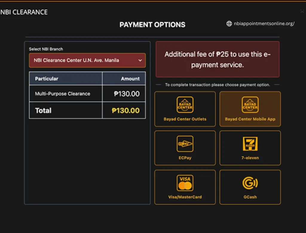 Home 6 NBI Payment Options