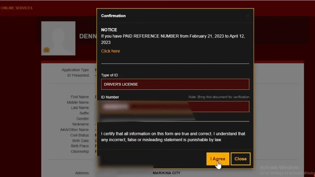 Home 4 Confirm ID type and Number